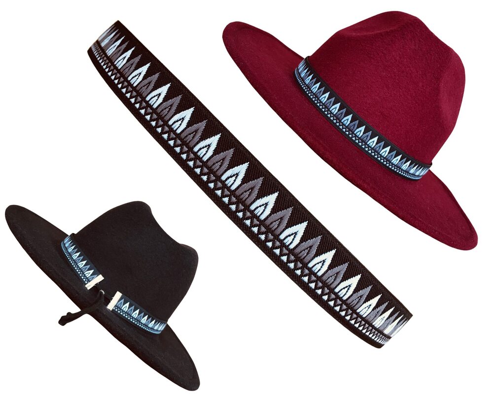 8460 Adjustable Cowboy Hat Band, Fedora Hatband Colors, Black Gray White